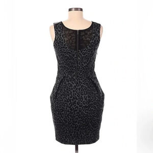 Timo Weiland | Black Grey Leopard Print Ruched Sleeveless Cocktail Dress Size 2